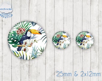 Motiv Cabochon-Set Nr 49282 Dschungel tropisch