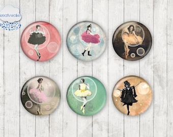 443 - Seifenblase Tänzerin Ballett Motiv Cabochon Glass Cabochons Handmade Photo Glass Cabs Round,Illustration Cabochon,Image Glass Cabochon