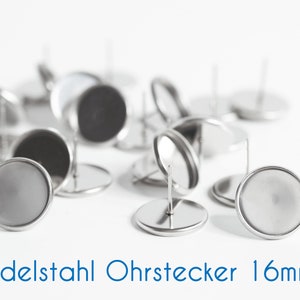 Edelstahl Ohrstecker für 16mm-Cabochons silber