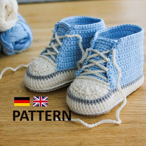 Häkelanleitung Babyschuhe DEUTSCH ENGLISH Crochet Pattern Babyshoes T Babysneakers Anleitung Tutorial selbst selber häkeln Babygeschenk