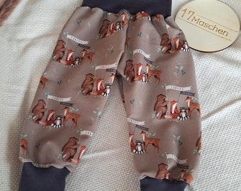 Baby Pumphose Forrest Friends Waldtiere braun mädchen jungen Babyhose Kinderhose Kleinkinder Geschenk