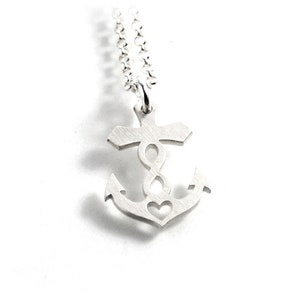 Anchor pendant made of 925 silver, faith, love, hope, cross, heart, anchor, infinity, sign, partner jewelry, symbol, unisex, women, men | PS351KE2