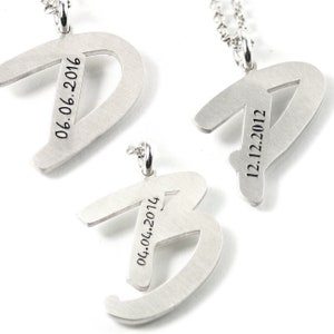 Colgante de letra A-Z con su grabado todas las letras posibles Joyería de plata 925 para parejas mujeres hombres unisex | PAB4 KE2