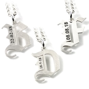 Colgante de letra A-Z con su grabado todas las letras posibles Joyería de plata 925 para parejas mujeres hombres unisex | PAB3 KE2