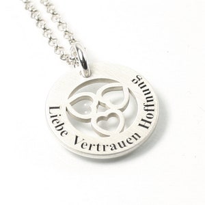 Pendant with engraving 45 cm long chain made of 925 silver individually three hearts heart name necklace ladies date coordinates | PS80KE2