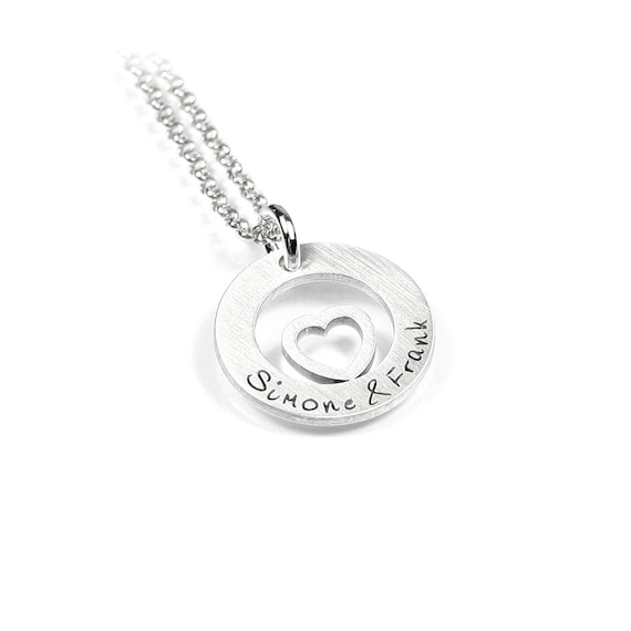 Collana Per Partner Con Ciondolo Di Fidanzamento E Incisione A Cuore CORAZON PERLA, Catena In Argento 925 Con Incisione, Gioielli Per Partner, San Valentino, Personalizzati - Italia - Foto 4