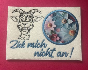 ITH Stickdatei- MugRug Zicke + Bonus-Überraschungsdatei