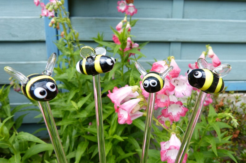 Glass Bumble Bee for gardens/plant pots Plant Pot Buddies Etsy