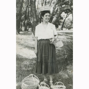 Woman, basket maker. Greece 1950 Vintage photo [51235]
