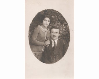 Couple. Greece 1930s. Vintage photo PC size - RPPC [48307]
