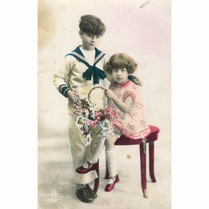 Bambini. Grecia 1 gennaio 1931. Cartoline d'epoca di auguri per il nuovo anno 1931 (su modello francese) [53476].