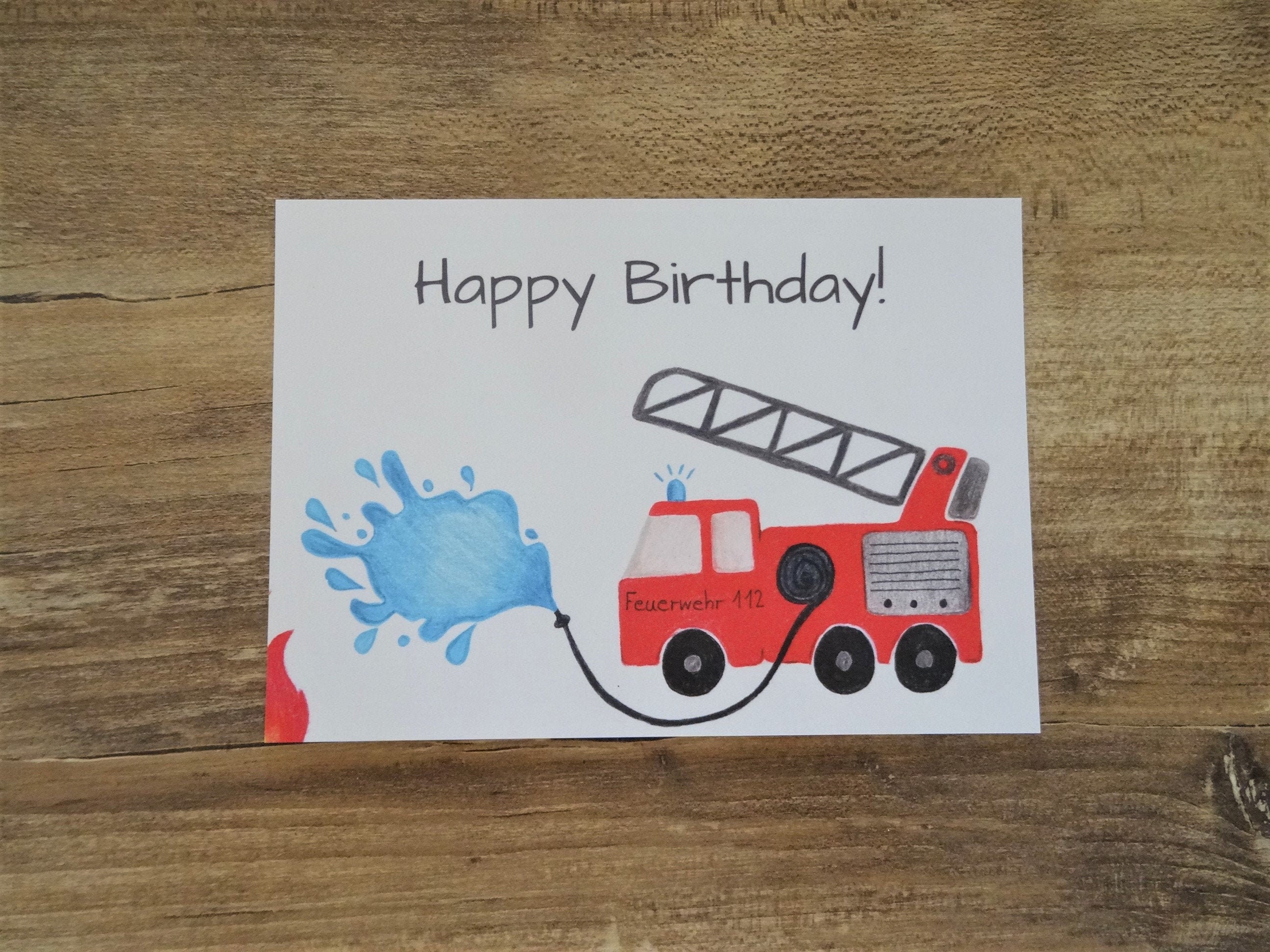 Postkarte Feuerwehr Geburtstagskarte Glückwunschkarte Etsy UK