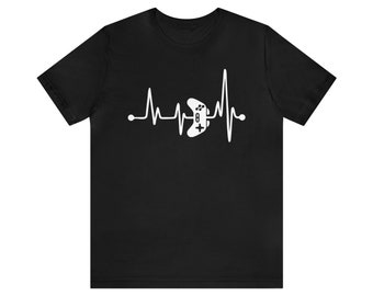 T-shirt gamer, heartbeat, EKG, gamer gift