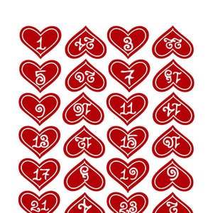 Advent calendar Numbers Heart in 49 colors image 2