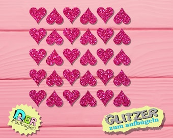 Ironing picture heart 30 hearts in a set in 33 glitter colors