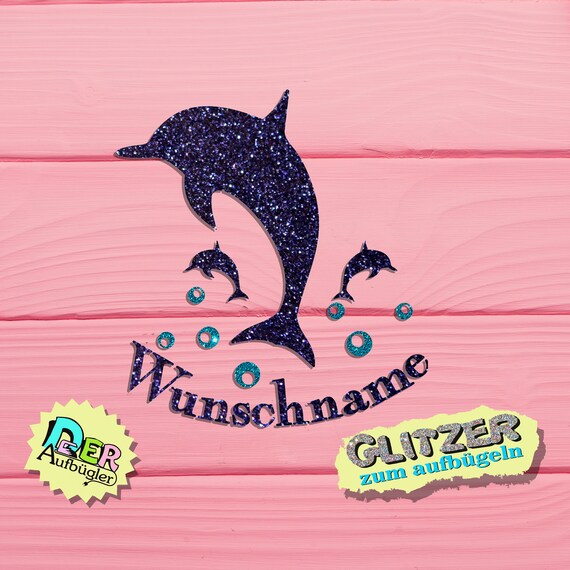 Glitzer Bügelbild Geburtstag Delfine mit Name Etsy