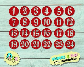 Adventskalender Zahlen zum aufbügeln 49 Farben