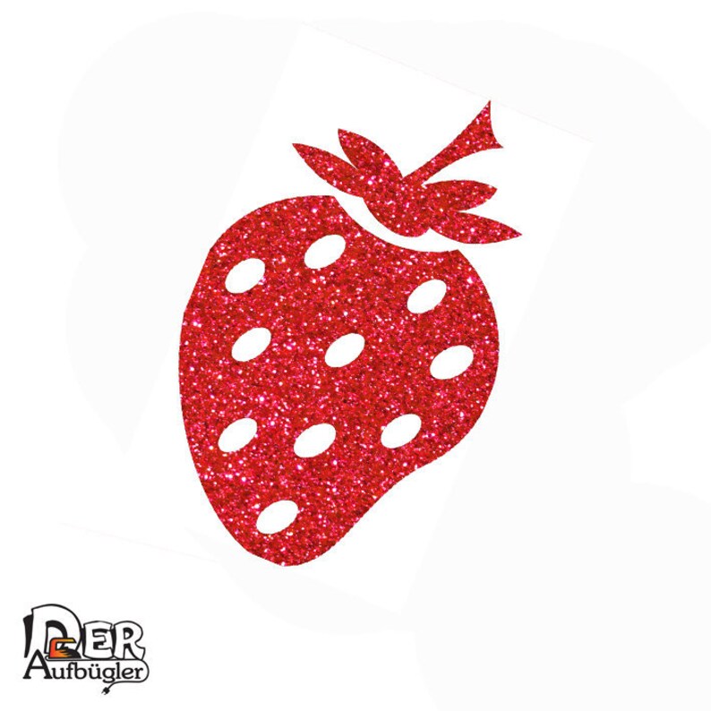 Bügelbild Erdbeere zum aufbügeln in 33 Glitzer Farben Bild 3