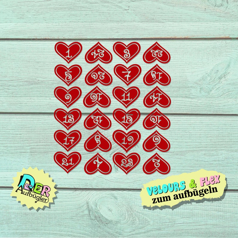 Advent calendar Numbers Heart in 49 colors image 1