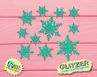 Iron-on picture snowflakes glitter in 33 colors