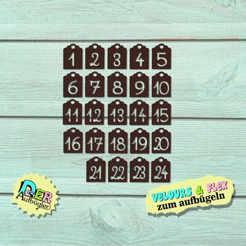 Advent calendar Numbers to iron 24 or 25 numbers to iron Color choice image 1
