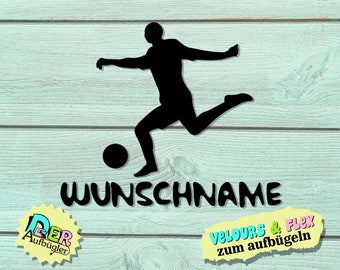 Bügelbild Fußballspieler mit Fußball und Name