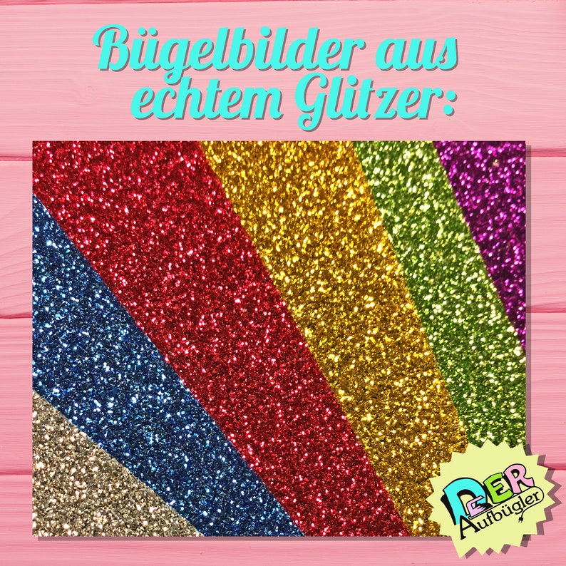 Glitzer Bügelbild Kleeblatt vierblättrig in 33 Farben Bild 5