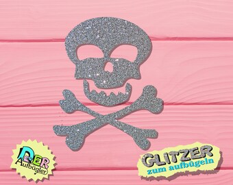 Iron-on picture skull in glitter can be ironed on in 33 colors