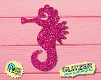 Ironing picture seahorse in 33 glitter colors