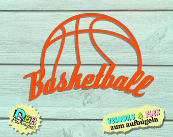 Bügelbild Basketball Schriftzug mit Ball