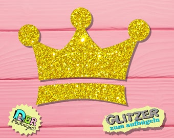 Mini iron-on picture crown in 33 glitter colors