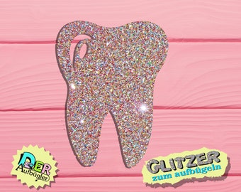 Iron-on patch tooth glitter in 33 colors to iron on