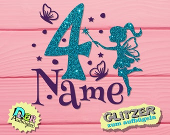 Iron-on picture birthday number and name I am and fairy free choice of colors