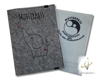 Mutterpasshülle Filz *Elefant* one-line personalisierbar