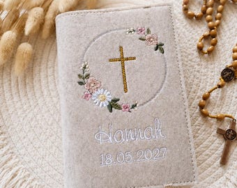 Personalisierte Gotteslobhülle aus Filz | Kommunion 2027 | Schlichte Gotteslob Hülle mit Name | Unser Fest mit Jesus