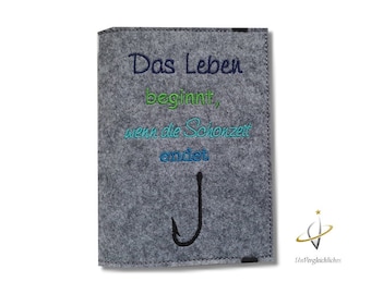 Hülle Etui Angelschein Fischereipass Angelgedöns Fangbuch Angler Geschenk Anglerin Fischereischein Filz Angel Angelrute Fisch