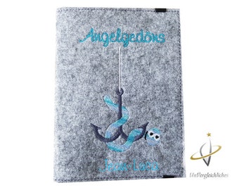 Hülle Etui Angelschein Fischereipass Angelgedöns Fangbuch Angler Geschenk Anglerin Fischereischein Filz Angel Angelrute Fisch