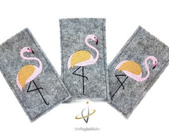 Pillentasche Pillenetui Pillenhülle Tablettenhülle Tablettenetui Filz Pille Anti-Baby-Pille Hülle Etui Flamingo