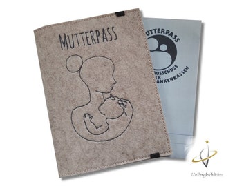 Hülle für den Mutterpass personalisierbar Mutterpasshülle OneLine beige-meliert