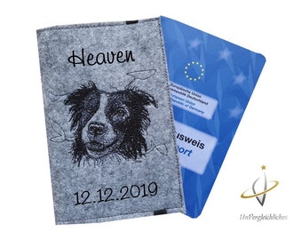 Filzhülle für den Impfpass / EU-Heimtierausweis Border Collie