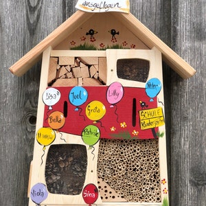 Insect house, insect hotel, kindergarten farewell, kindergarten farewell gift, weatherproof, children&#39;s names in balloons