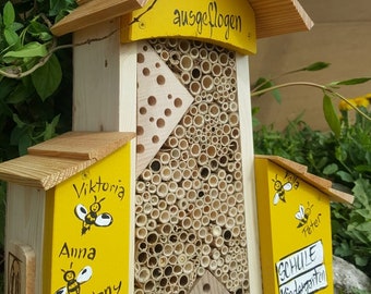 Farewell gift kindergarten - insect hotel, bee hotel personalized with the children's names | weatherproof colors