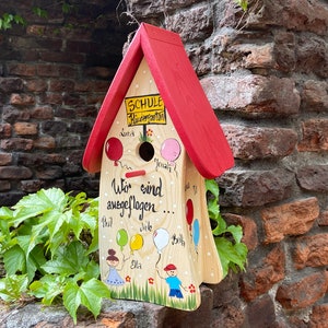 Farewell gift kindergarten - nesting box, bird villa personalized with names of children | weatherproof colours