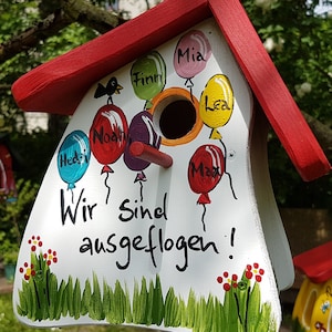 Farewell gift teacher - bird house for the kindergarten, bird villa personalized with the names of the children | weatherproof colors