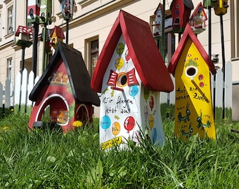 Birdhouse farewell gift kindergarten, kindergarten farewell, birdhouse, weatherproof, personalized with children's names