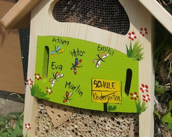 Kindergarten farewell gift, insect hotel, weatherproof, with names of the children, gift Kiga, farewell gift