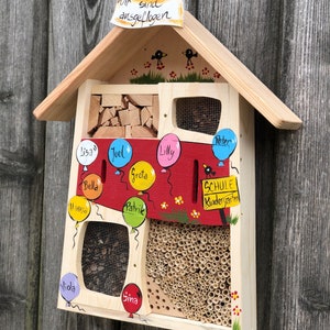Farewell gift for kindergarten, bee hotel, insect hotel, with the children&#39;s names, weatherproof