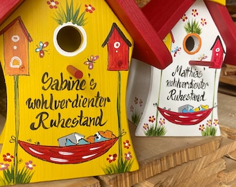 Gift Pension Birdhouse - Original Bird Villa - hand painted & 100% handmade