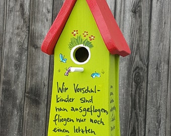 Kindergarten farewell gift, poem, personalized birdhouse, weatherproof