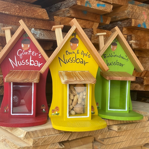 Eichhörnchen Futterhaus Geschenk Unikat Nussbar Winter Futter Nüsse   - Original Vogelvilla